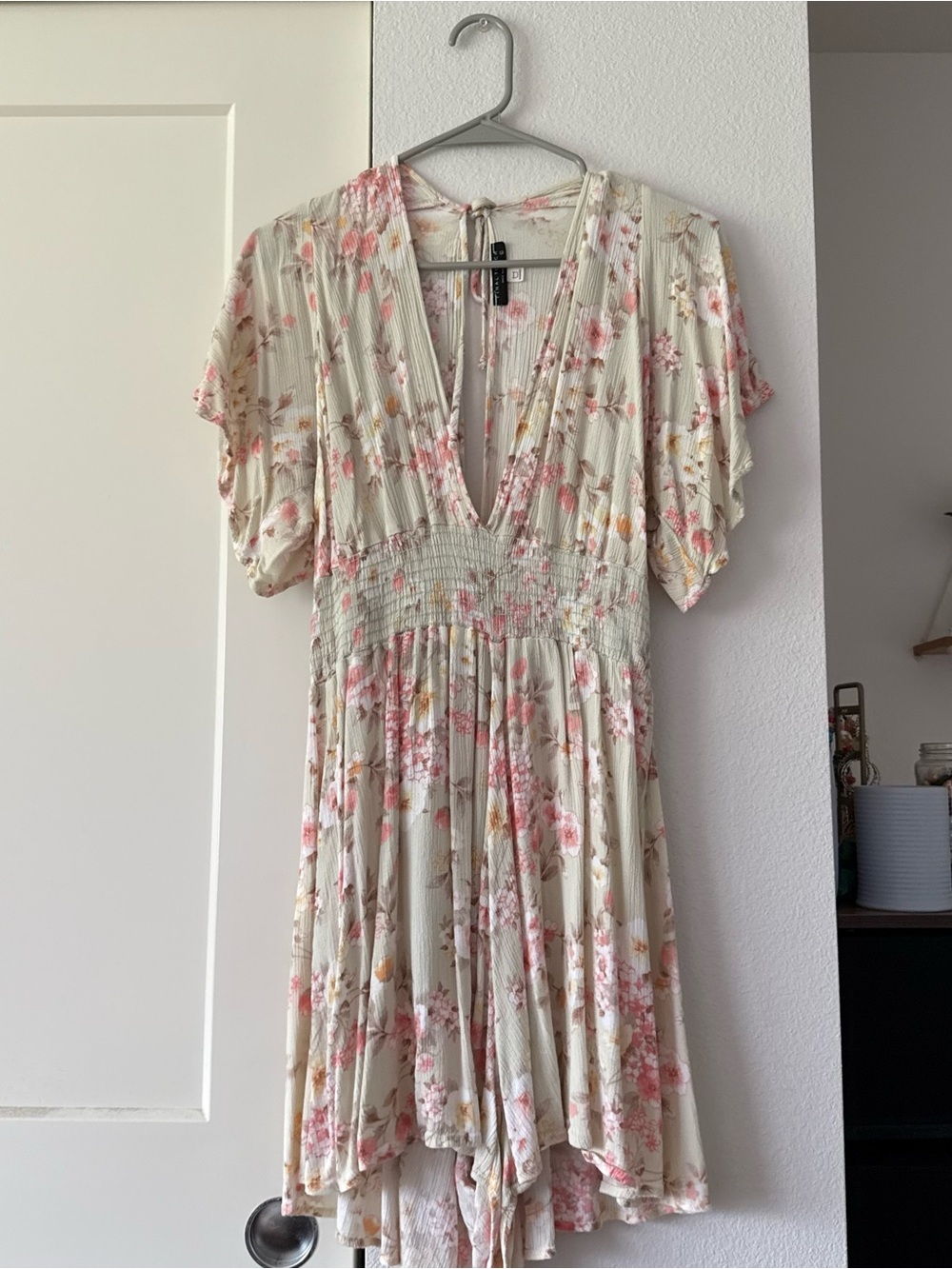Final Touch Cream Floral Jumpsuit Romper